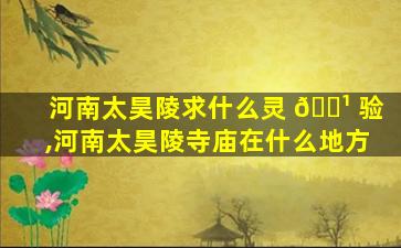 河南太昊陵求什么灵 🌹 验,河南太昊陵寺庙在什么地方